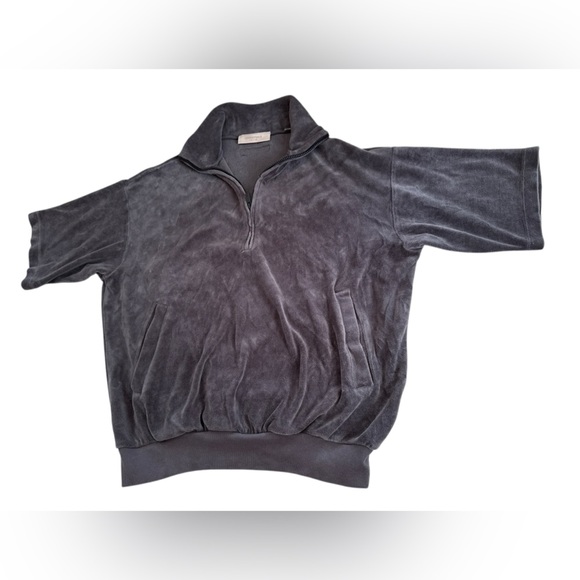 Essentials Fear of God Velour Half Zip Pullover Sweatshirt Charcoal Gray Size M - Picture 4 of 7